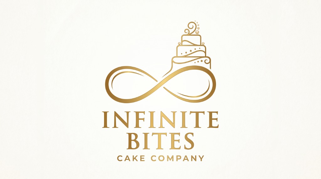 Infinite Bites Cake Company Gold Logo